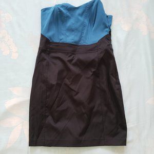 FOREVER 21 Blue & Black Formal Satin Dress
